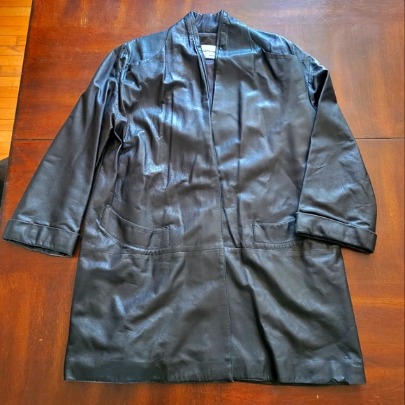 Vtg Leather Jacket Italian Black Size 14 - Picture 3 of 11